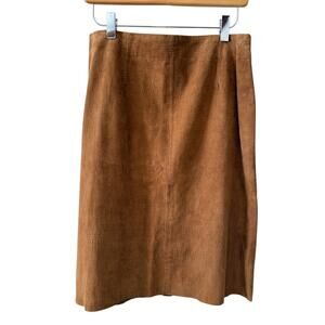 W Worth Croc Embossed Suede Pencil Skirt Whiskey Brown 6